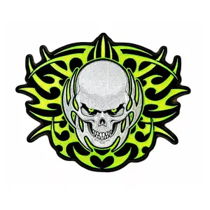 Tribal Skull Patch for Jacket Vest Large Embroidered Patch 12.0 X 9.0 inch for Back of Vest