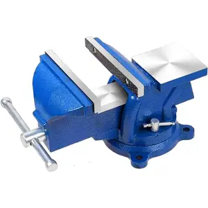 Heavy Duty 5-Inch Vise, 360° Swivel Base with Anvil Clamp Cast Steel, Table Clamp Woodworking Vice, Multipurpose Workbench for Drilling, Pipe Cutting, Woodworking Blue