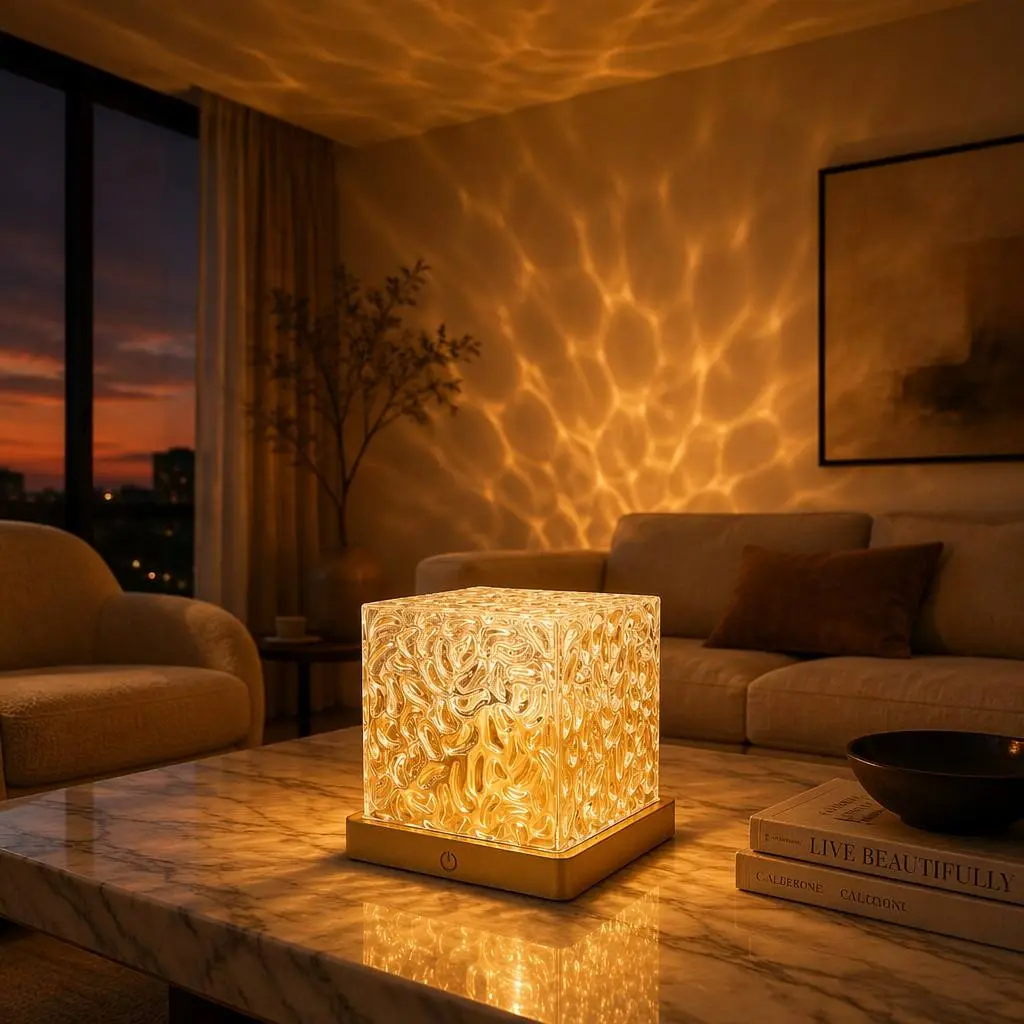 Ocean Wave Projector Light,Cube Lamp with Dynamic Wave Effect,Northern Lights Projector Ambient Lighting with Remote for Bed Room Classroom Decor