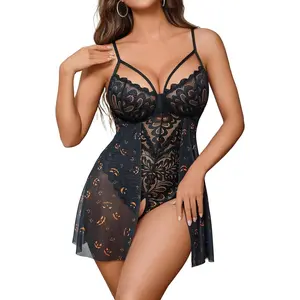 Blush T Lingerie for Women Womens Lace Bodysuit Teddy Babydoll Chemise Sexy Nighty Mesh Sleepwear S-XXL Blush Temptation