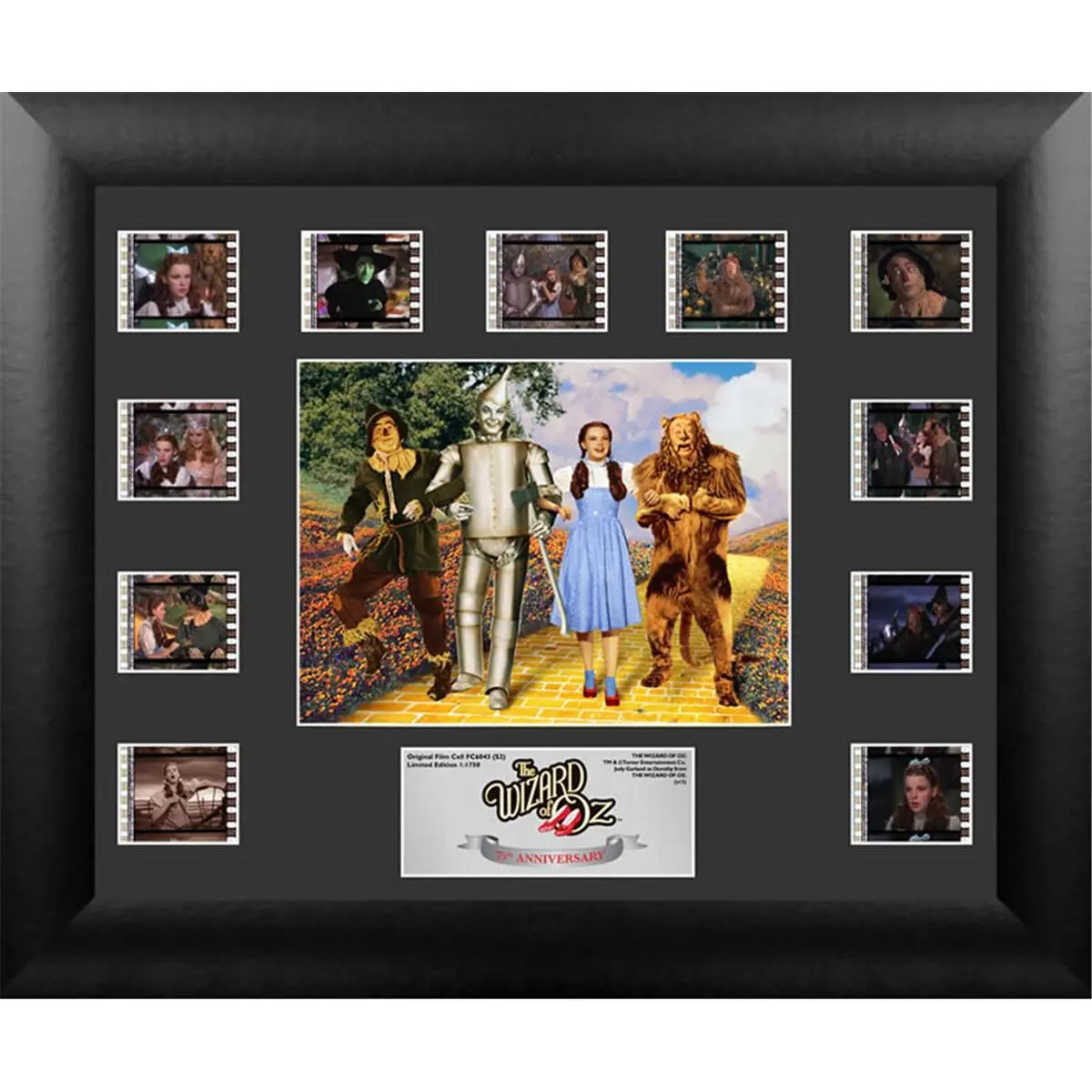 212 MAIN Wizard of Oz 75th Anniversary Limited-Edition Film Cell Montage Wall Decoration, 13x11 in Black MDF Frame with Real Movie Film for Nursery Baby Room