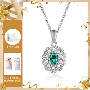 Moissanite 0.5ct Oval Moissanite Green Ripple Pendant Necklace Engagement Wedding Anniversary Perfect Gifts