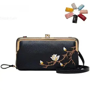 Women's PU Leather Oversized Crossbody Clutch Purse, 2025 New Floral Embossed Satchel with Detachable Hardware, Zip, Shoulder Strap, Handbag Shoulder Bag for Sports & Outdoor Use, Everyday Bag