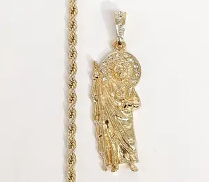 Plated Medium Saint Jude 4mm Rope/Braided Chain Necklace