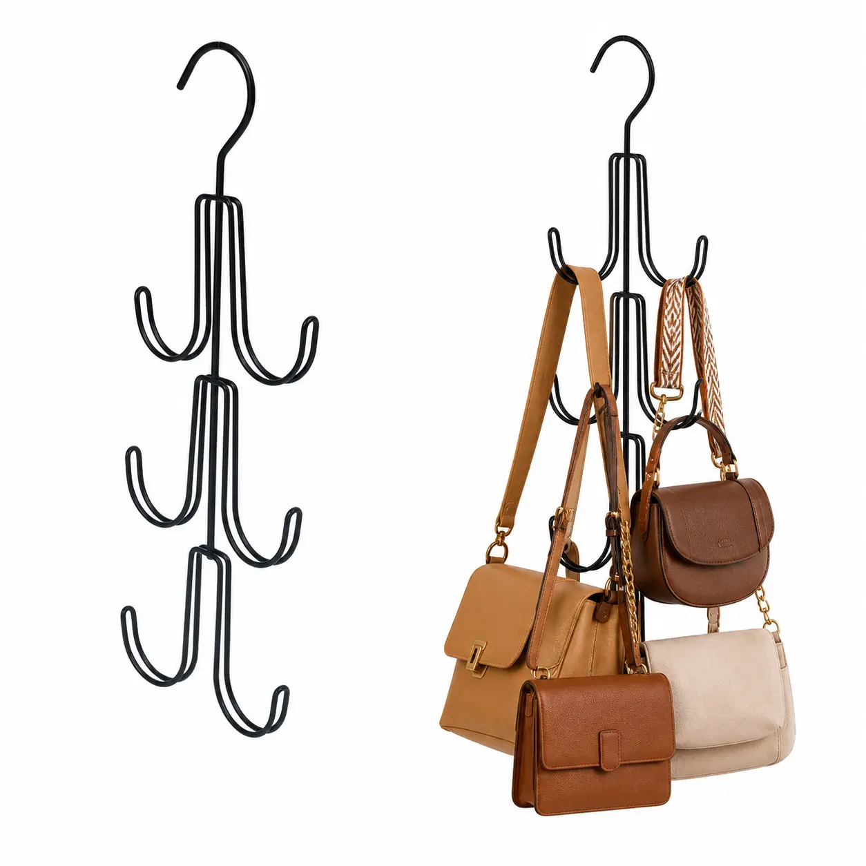 2PCS Metal Handbag Organizer Rack - Iron Closet Storage Stand for Scarves & Accessories, Fits Into Any Closet, Supports Home Organization, Keeps Space Tidy, Scarf Organizer