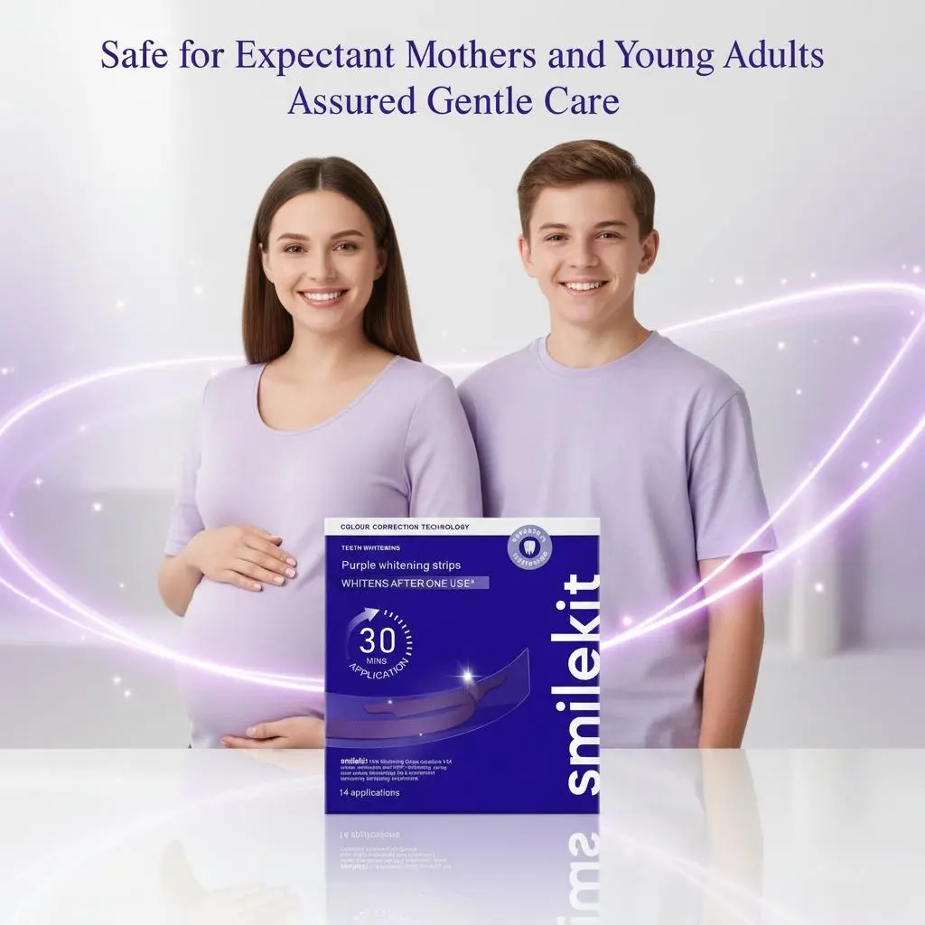 Purple Teeth Whitening Strips - 7/21 Whitening Sessions - Safe for Enamel - Non Sensitive Teeth Whitening - Peroxide-Free