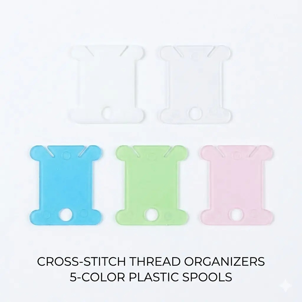 10PCS Soft Plastic Translucent 5-Color Cross-Stitch Thread Organizers - Spool Bobbins, Stitch Holder Bobbins, Embroidery Floss Sewing Tool Kit to Prevent Tangled Threads for Handmade Craft Projects, Craft Room, Embroidery Floss Bobbins