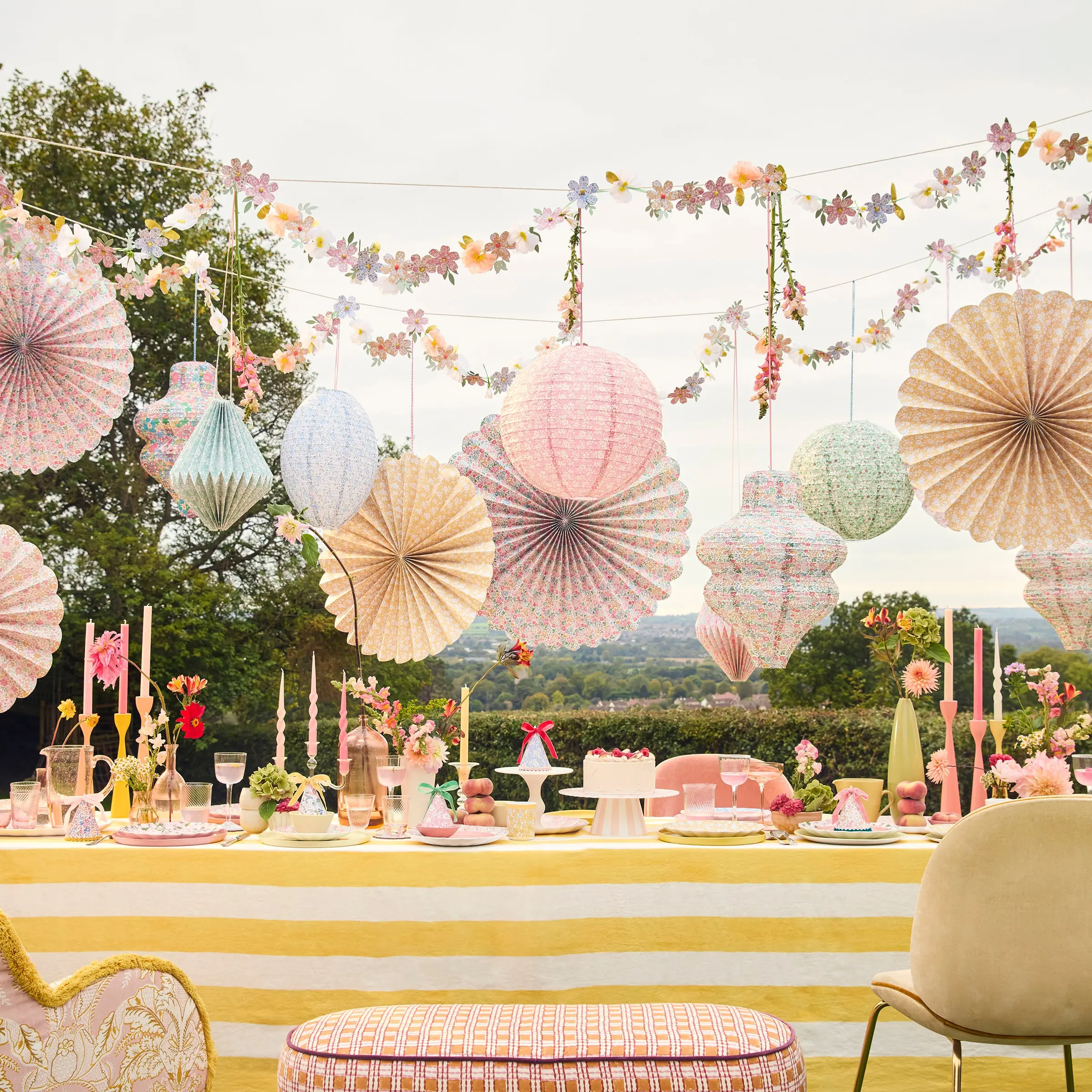 Meri Meri x Liberty Pastel Floral Lanterns (x 3)