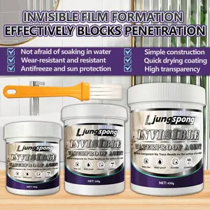 Transparent Waterproof Coating, 100g/250g/450g Sealing Glue with Brush, Liquid Invisible Sealant, Water Proof Leakproof for Roof Wall Bathroom