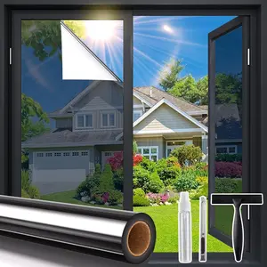 One Way Window Privacy Film, Window Tint for Home, Daytime Reflective Mirror Glass Windows Coverings Heat UV Blocking See Out Not in, Black, 17.5 x...