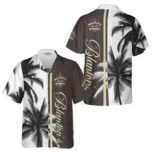 Blanton'S Bourbon Palm Hawaiian Shirt, Beer Lover Hawaiian Shirt, Summer Hawaiian Shirt, Gift For Drinking Lover, Gift For Him