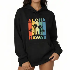 Tropical Palm Beach Surfboard Hoodie – Aloha Hawaii Long Sleeve Sweatshirt