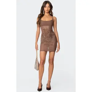 Edikted Women's Flora Rhinestone Mesh Mini Dress
