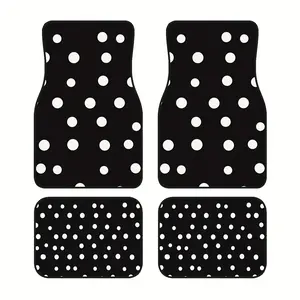 4pcs, Polyester car floor MATS, black and white dot pattern car seat floor MATS, all-weather use, suitable for interior accessories of trucks, cars and SUVs