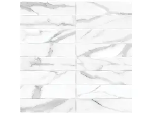 3 X 12 In Artisan Raffino Statuario Matte Pressed Glazed Ceramic Wall Tile