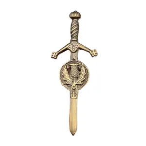 Brand New Celtic Kilt Pin with Thistle Badge Design Antique Finish