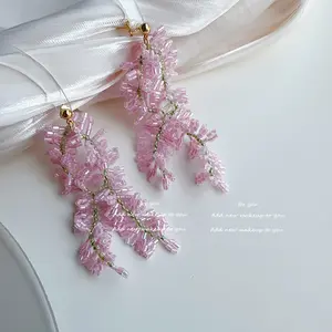My secret treasure: stunning minimalist forest-inspired willow-blowing wind earrings, dopamine girl must-have long tassel earrings