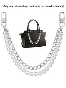 Light luxury, Classic chain, atmosphere bag chain, Chain Strap, with a double-layer structure design of pearls and chains, can be used as a bag hanging accessory, used as a handheld, suitable for daily commuting and dating, convenient and easy to carry