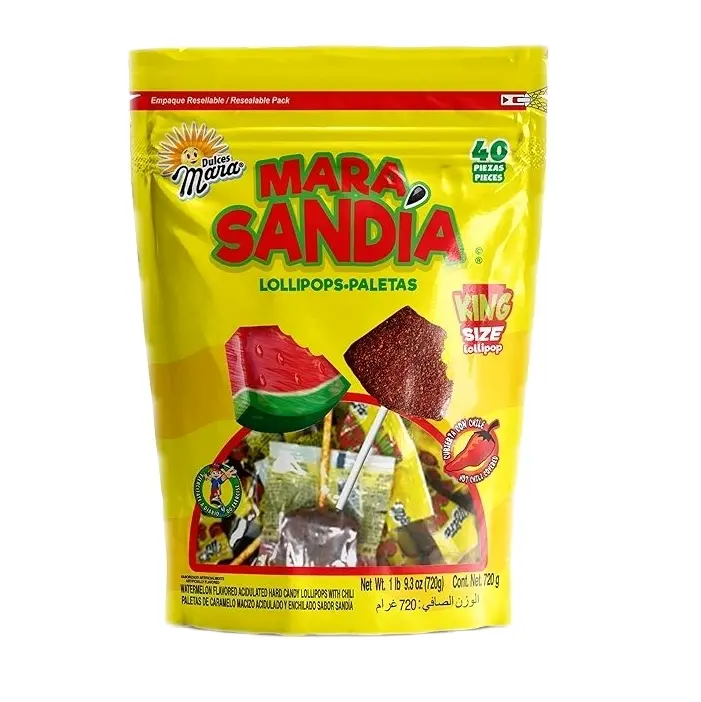 Mara Paletas Mara Hard Candy Lollipop with Chili 40 Pieces Bag Mango Mango Fuego Elotes And Watermelon Flavored King Size Pack