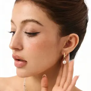 Women's Unisex Titanium Steel Non-Fading Metal Coating Geometric Bead Drop Earrings - Removable Square Frame, Multiple Wearing Methods, Short Ear Buckle Style