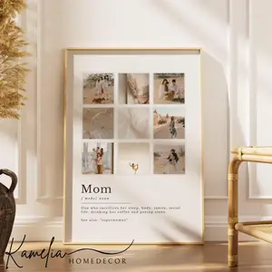 Unframed Poster Mum Definition Print, Personalized Mom Photo Collage, Custom Mother’s Day Gift For Mum Mom, Family Photo Keepsake, Gift From Daughter Son, Mom Wall Art
