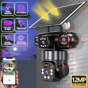 Outdoor Security Camera Wireless 3 Lens 6K 9MP 360 PTZ WiFi Camera 10X Zoom Waterproof IP66 Color Night Vision 2-Way Talk Motion Tracking,for Valentine’s Day Gift
