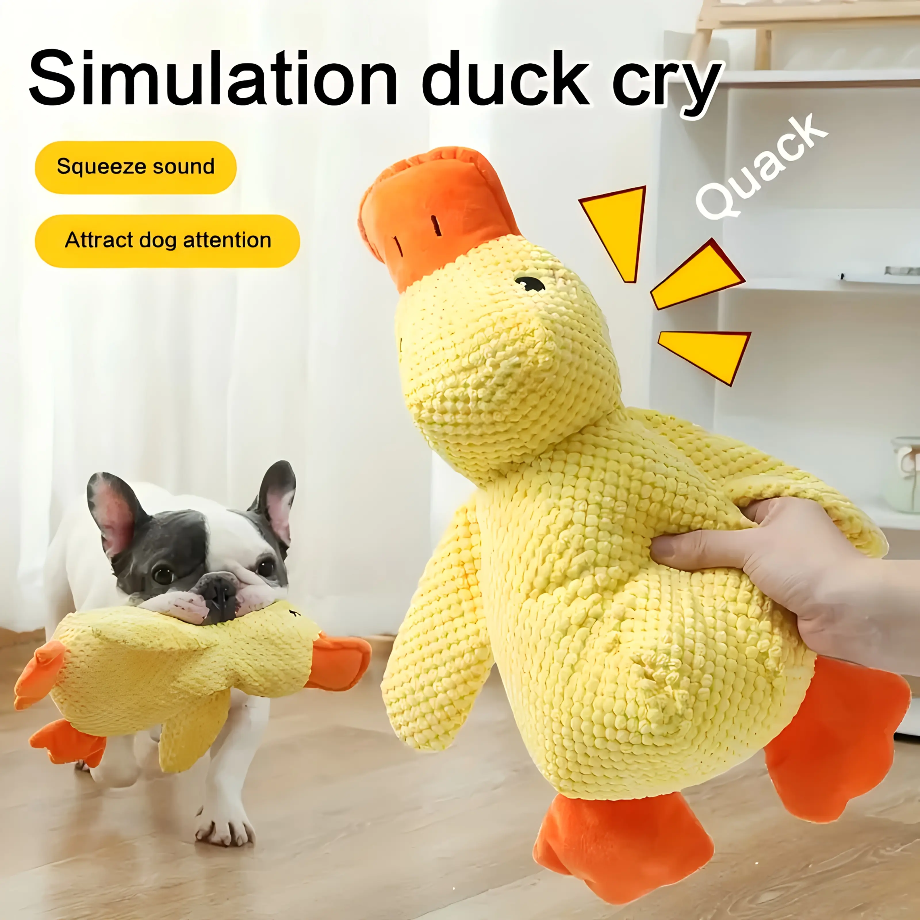 Extra Large Durable Plush Duck-Shaped Dog Toy with Loud Squeaker - Non-Battery Crunchy Chewer for Teething Puppies, Chewable Companion Suitable for All Breeds, Ideal for Golden Retrievers & Corgis - Plush Duck Dog Chew Toy, Duck-Shaped Plush Toys, Squeaky