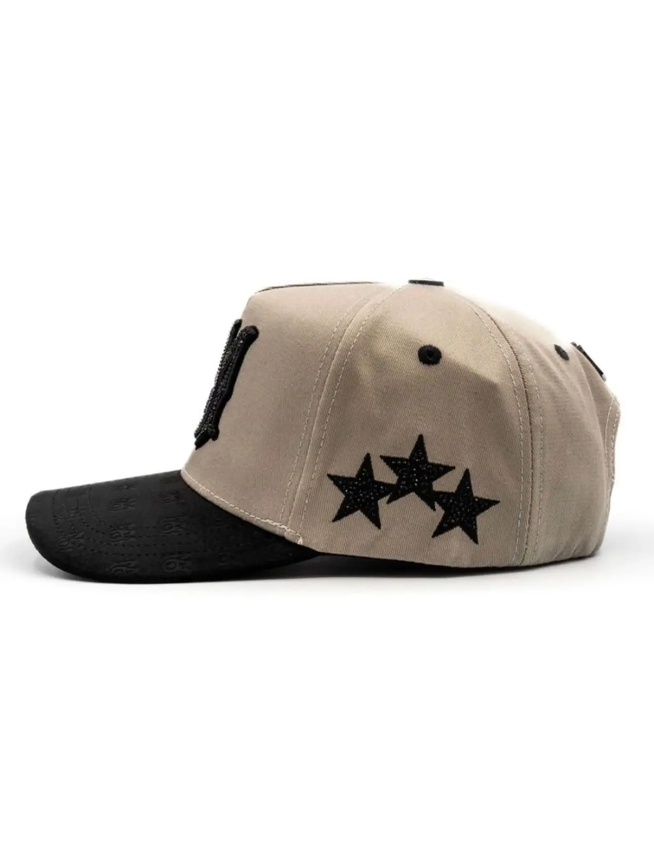 Premium Gray & Black Embroidered Monogram Baseball Cap – Luxury Curved Brim Adjustable Streetwear Hat