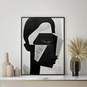 Abstract Art Canvas Painting, Print 1 Count Black and White Abstract Art Painting, Wall Art for Home Living Room Bedroom Office, Decor