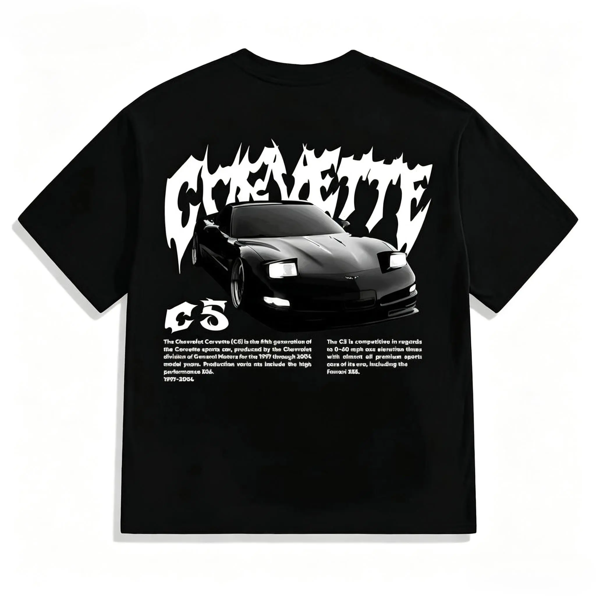 Corvette C5 Graphic Tee - Retro Chevy Racing Fitted Crewneck Soft Classic Cotton Tops, Y2K Streetwear Menswear Short-Sleeve Shirt for Car Enthusiasts, Office/Cargo-Inspired Zac Brown Sphere Las Vegas Marcus the Worm Merch