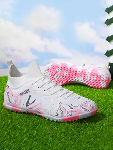 Breathable Women's Soccer Shoes TF Nails Turf Shoes Outdoor Sports Sneakers, Durable Anti-Slip Grip, Ankle Protection, All-Season Use