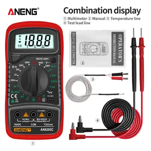 AN8205C Digital Multimeter by ANENG, Multi-Function Tester with LCD Backlight, Measures AC/DC Voltage, DC Current, Resistance, Diode, Temperature, Essential Tool for Electricians & DIYers