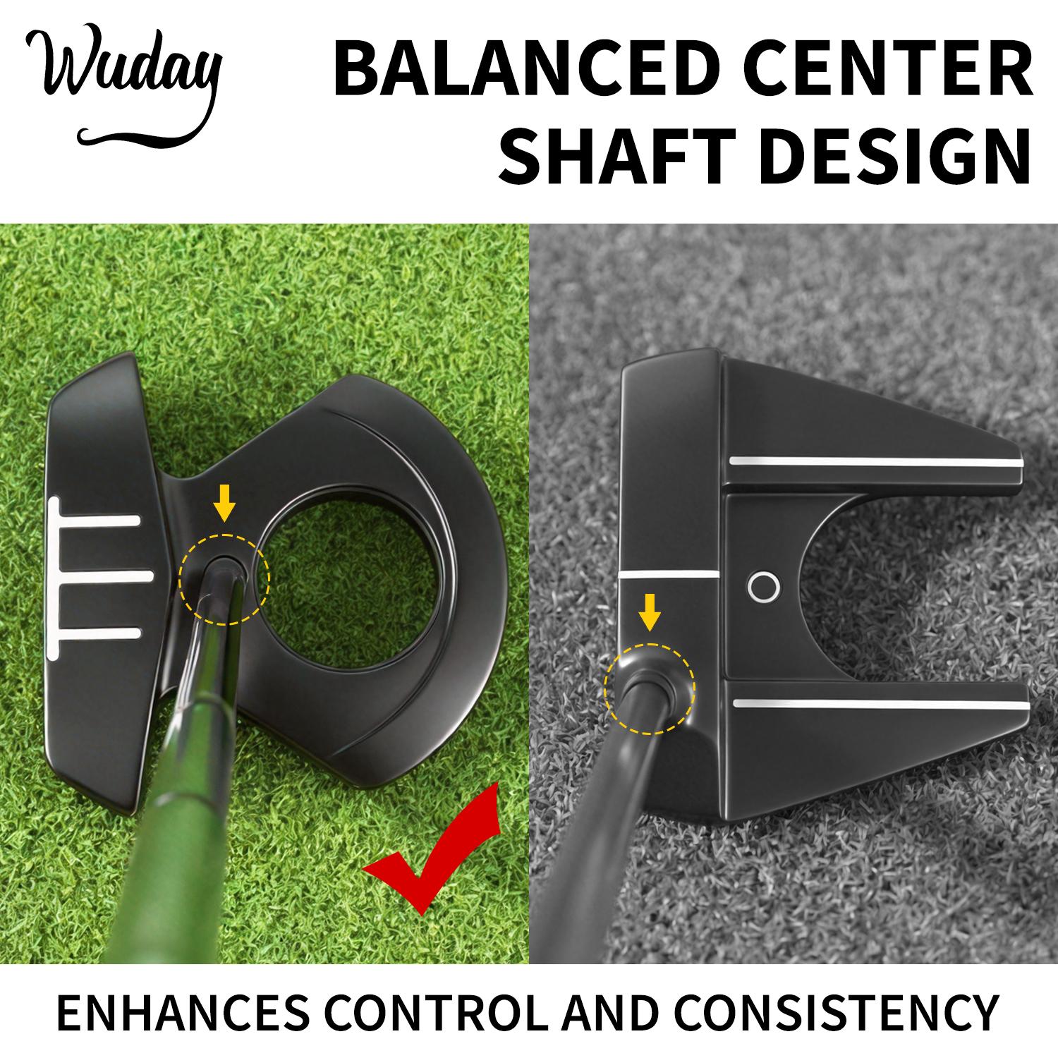 WUDAY Auto-Aligning Stability Golf Putter - Stop Missing Short Putts, Mallet Head with Zinc Alloy & Stainless Steel Shaft, Non-Slip Natural Rubber Grip for Precision Control