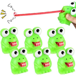 12 Pcs Rubber Frog Toys Tongue Sticking Out Novelty Relief Squeeze Toys Frogs Stress Screaming Party Favors Decor Passover Frog Stress Ball for Adults Passover Gifts Decompression Relief
