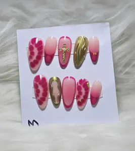 Pink Leopard Cross Nails
