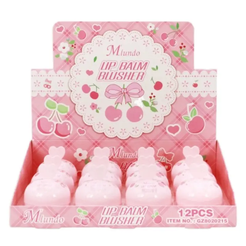 Cherry Heart Round Lip Balm Blusher