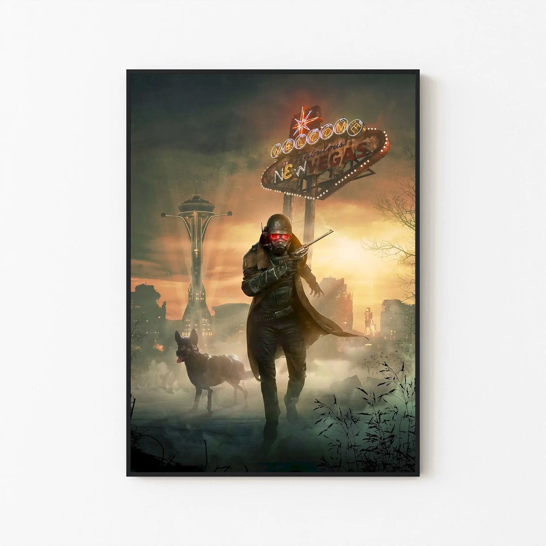 [New Gaming Decor - Sale Up To 40%] [Unframe] Fallout Mojave Wasteland Ranger Poster, Post-Apocalyptic Wall Art, Desert Survivor Artwork, Gamer Room Decor, RPG Fan Gift