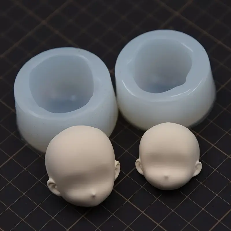 2pcs/set Ultra-Light Clay Doll Head Silicone Mold, Bjd Face Mold, Silicone Molds for Crafts, Clay Mold for Crafting, High-Quality Silicone Material