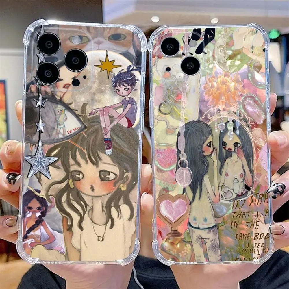 Aya Takano Japanese painter Phone Case For iPhone 16 15,14,13,12,11 Plus,Pro,Max, Transparent Silicone Soft