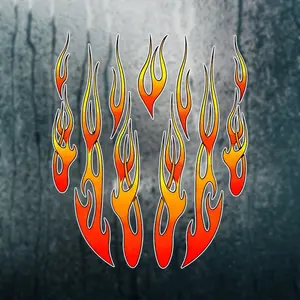 1pc Anime Flame Car Stickers, 5.1 Inch Cool Ghost Flame Stickers, Vinyl, Semi-Glossy, Self-Adhesive, Scratch Resistant Waterproof, Sun Protection, for Helmet & Racing, Front Position