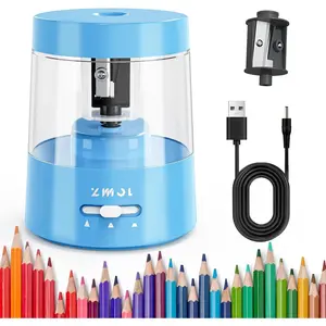 Colored Pencil Electric Sharpener, Auto Stop, Plug-in Small Electric Sharpener Battery Powered for 6-8mm No.2 Pencils Blue