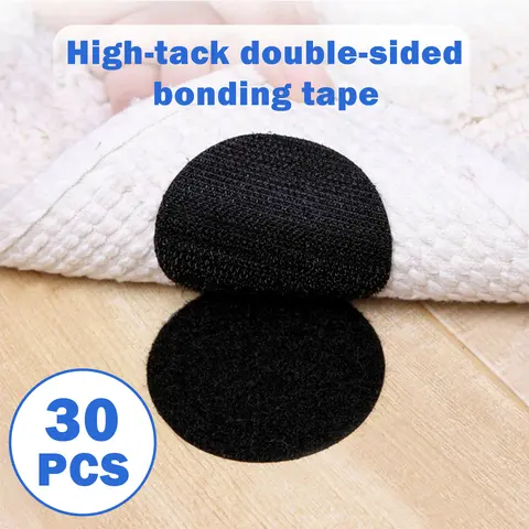 30 Counts Bigger Round Size Self Adhesive Hook Loop Tape, Super Sticky Mounting Dots Use for Home or Office, Black
