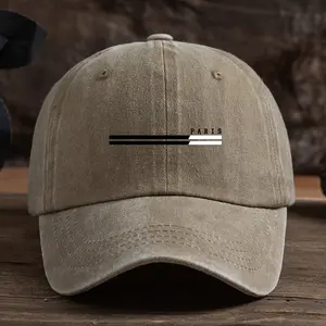 FUNYH [Stylish Cap] Stylish Beige Adjustable Snapback Baseball Cap - Men's Paris-Themed Hat |   Machine Washable Polyester, Outdoor Headwear, "PARIS" Design