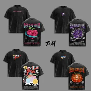[COLLECTION] Devil Fruit One Piecee Washed Tee,  Anime Graphic Shirt Mera Mera no Mi, Gomu Gomu no Mi, Ope Ope no Mi Vintage Manga Streetwear T-Shirt Heavyweight Cotton, one piece merch