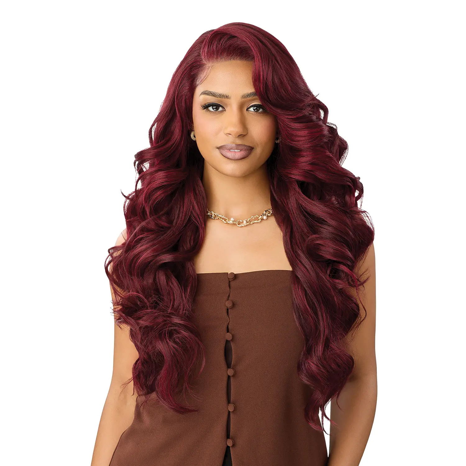 Outre Lace Frontal Wigs, 28-Inch Soft Body Wave Human Hair Blend, Nueblend 13x6 Fully Hand-Tied Glueless Frontal with Pre-Plucked Hairline