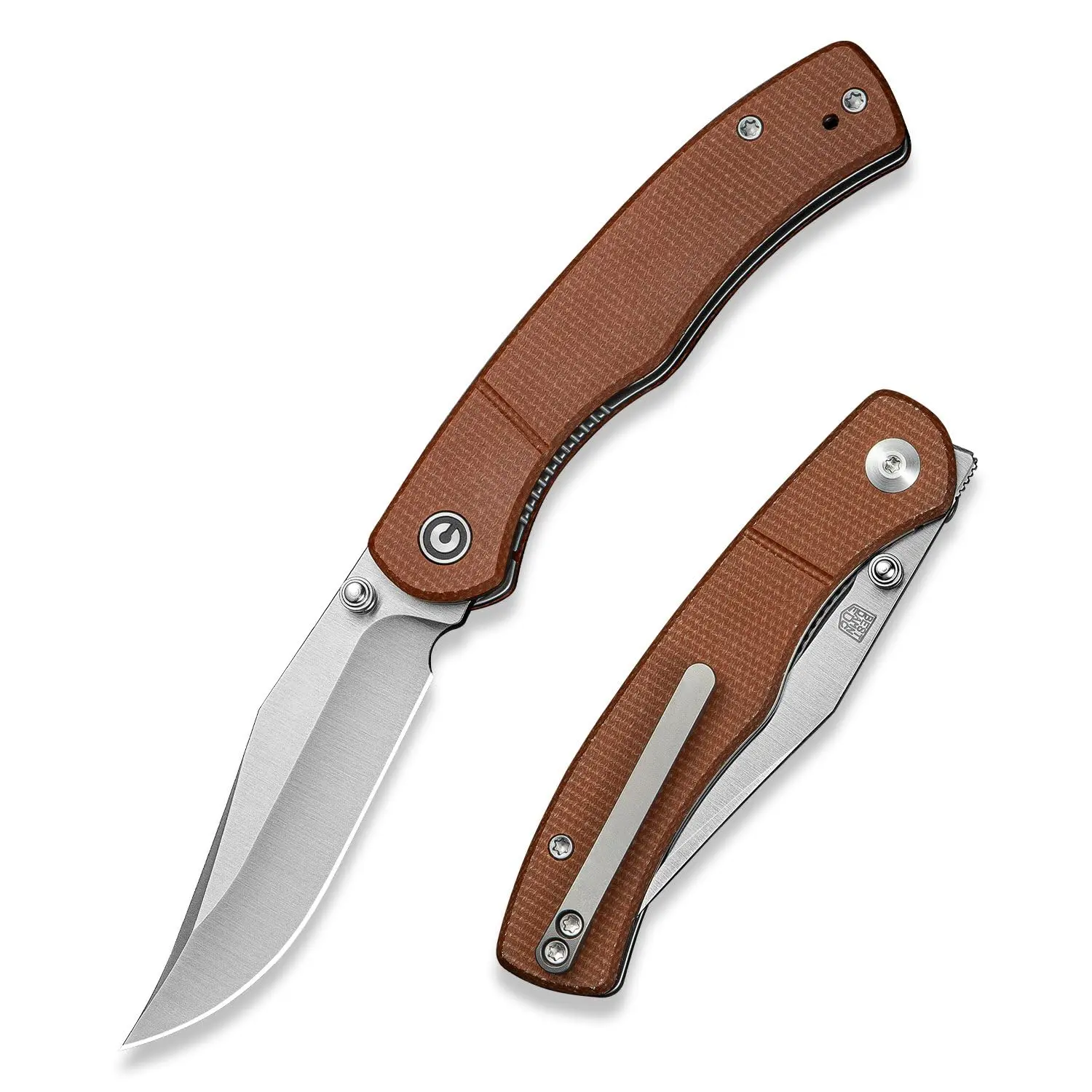 CIVIVI Clingman EDC Pocket Folding Knife with Titanium Reversible Clip, 2.99" Nitro-V Blade Liner Lock Knife, Gift for Men Women