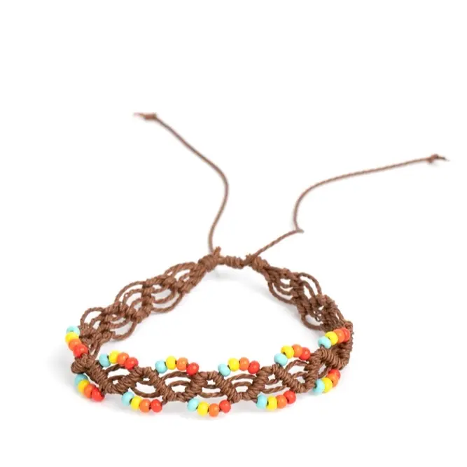Cast a Wide Net Beaded Pull Tie Style Bracelet with Colorful Beads and Adjustable Design