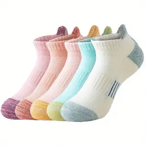 5/115/25 Pairs of Short Socks, Children's Badminton Sports Socks, Towels, Cotton Soles, Breathable Running, Professional Outdoor Women's Boat Socks, Anti Slip