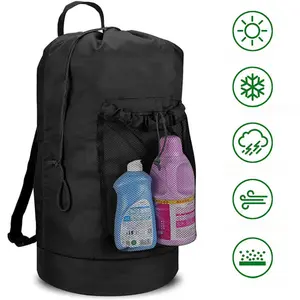 Large capacity multi pocket travel drawstring backpack, laundry bag, dirty clothes storage bag, Laundry Organizer, extra thick 600D outdoor handbag
