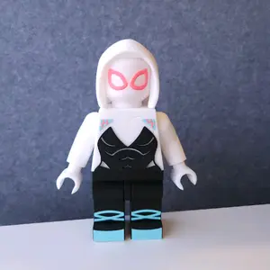 3D Printed Spider Gwen Big Bricks Art Piece - 8.5 inch